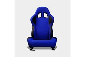M MODAUTO MODAUTO Asiento Deportivo Coche,Semibaquet Ajustable,de Tela Azul y Cuero Negro, Adaptable para Coches,Ríeles incluidos,Copiloto/Pasajero Coche y Simulador de Conducción,Modelo N260R,Azul-Negro
