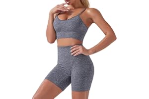 HANERDUN Conjunto Deportiva para Mujer 2 Piezas para Mujer Pantalones De Yoga Súper Elásticos Leggings de Cintura Alta con Sujetador Deportivo