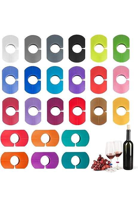 Segnabicchieri In Silicone A Farfalla Con Ventosa - 12 Colorati, Per Vino E Feste - Foto 5