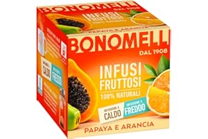 Bonomelli Infusi Fruttosi, Papaya e Arancia, Confezione da 12 Filtri, Gusto Esotico e Fresco, Infusione a Caldo e a Freddo, Ingredienti 100% Naturali (24g)