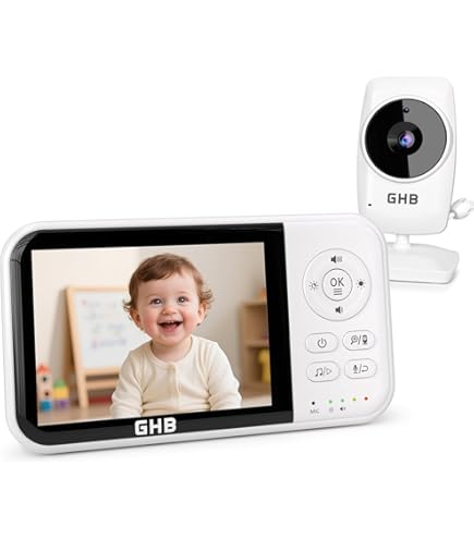 Saaf Baby Monitor Con Telecamera 5" – Rotazione 355°, Zoom, Parla E Ascolta, Visione Notturna E Ninne Nanne