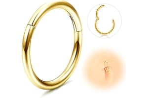 ESHIONER G23 Titane Piercing Nez Anneaux Piercing Hélix Tragus Hypoallergénique Argent Or Noir Anneaux de Cartilage Piercing Conch Septum 14G 16G 18G 20G 6MM/8MM/10MM/12MM Anneau Nez Piercing 1 Pièce