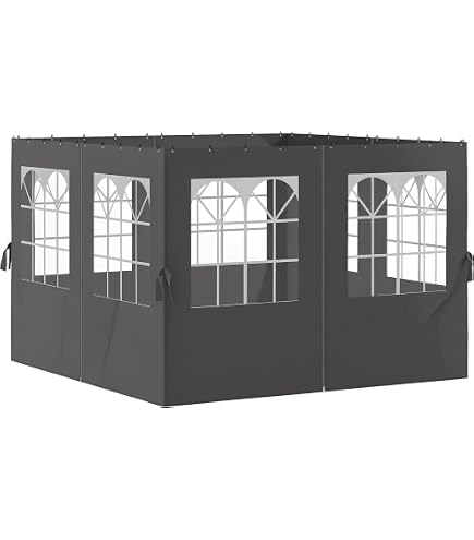 Panneau Latéral Pour Tonnelle Outsunny - Pour Tonnelles Pop-up 3x3m, Avec 4 Sacs En Maille Et 2 Poches - Gris - 3
