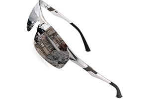 PUKCLAR Mens Driving Sunglasses Polarised Sports Sunglasses Al-Mg Metal Frame Cycling Fishing Golf Goggles