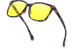 Myiaur Polarisiert Nachtsichtbrille für Damen Mit Gelbe Linse Anti-Blendung Einteilige Nasenpads für Klareres Sehvermögen Stilvolle Quadratische Rahmen