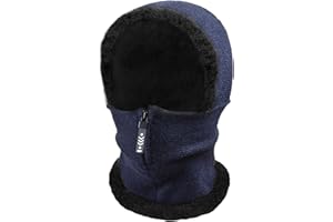 XNIVUIS Ensemble écharpe et chapeau pour femme, capuche multifonction en polaire thermique, chapeau avec cache-cou, coupe-vent, masque de ski coupe-vent pour ski, cyclisme, sports de plein air (bleu)