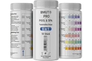 BMUT Lot de 50 bandelettes de test 6 en 1 pour piscine et spa et jacuzzi - Bandelettes de test de chlore et de pH