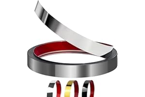 JSIWOTH Moulure Murale en Acier Inoxydable, Bande Décorative Métallique Autocollante Effet Miroir, Profil Flexible Peel and Stick pour Miroirs, Murs, Fenêtres & Meubles, 5m x 2cm Argent brillant