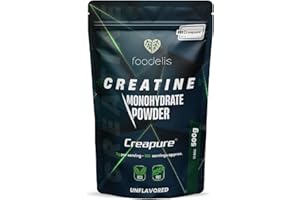 Foodelis Creatina Creapure 500g in polvere - 100% Creatina Monoidrata Creapure Certificata - Senza Sapore, Non-OGM, Pura senza Additivi - Alta Solubilità - Include Dosatore - Creatine Pura