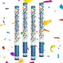 Canon à Confettis Argent 80 Cm - Lot De 4 - Portée 10 Mètres Pour Mariage, Anniversaire, Fête - 3