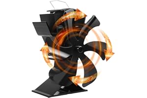 HEUNGBERANT 6 Blades Log Burner Fan Wood Burner Heat Stove Fan for Wood Burning Stove