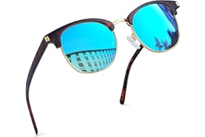 Joopin Polarizadas Gafas de Sol Hombre y Mujer Medio Marco Cuadradas Clásicas Retro Vintage Protección UV400 para Conducción Playa Pesca Golf