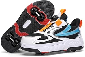 Kmrlofiy Chaussures de Skateboard Fille Chaussures à roulettes Fille Et Garçon Patins À roulettes de Skate Sneakers Roller 2 en 1 Chaussures de Sport Outdoor Baskets avec Roues