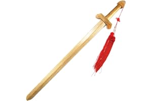 KPTKP Wooden Sword - Handmade Natural Wood Unsharpened Toy Knife - Cos Accessories, Tai Chi Morning Exercise Wooden Sword, Japanese Katana Wooden Sword, Stage Performance-Wood Color(with Tassels)||90CM
