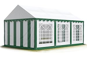 TOOLPORT Carpa para Fiestas Carpa de Fiesta 3x6 m Carpa de pabellón de jardín Lona PVC 700 N en Verde-Blanco Impermeable