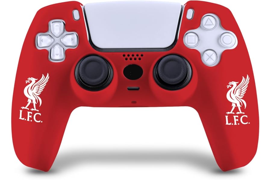 Head Case Designs Officially Licensed Liverpool Football Club White Liverbird Logo Red Silicone Game Controller Skin Case Compatible With PS5 Sony DualSense Controller