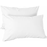 H HANSEL HOME Set of 2 Pillowcases with Zip &ndash; Pillow Protector 100% Microfibre Breathable and Soft &ndash; 90 x 45 cm, White