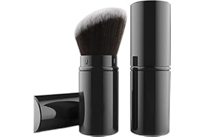 Falliny einziehbare Kabuki Make-up Pinsel, abgewinkelte Reise Puder Blush Pinsel Foundation Make-up Pinsel mit Abdeckung für Blush, Sonnenschutz, Bronzer, Polieren, Concealer, Highlighter