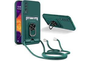 JMstore Handykette Schutzhülle Kompatibel mit Samsung Galaxy A50/A30S/A50S,360° Ring Ständer magnetisches Eisenblech+Kartenfach Kameraschutz Stoßfester Silikon hülle-Grün
