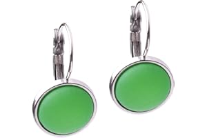 Polarisohrring "Katharina", 12mm original Polariscabochon in vielen attraktiven Farben in einer Klappbrisur aus Edelstahl, handgefertigt von Adi-Modeschmuck in Berlin