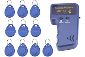 VIKYE Escritor/Copiadora/Lector/Duplicador RFID, Dispositivo Portátil de Mano de 125 KHz con Etiquetas de Identificación de 10 Unidades en Azul
