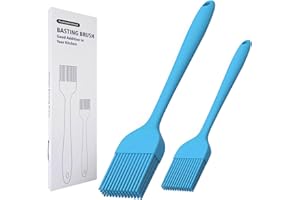 KitsKap Silicone Basting Brush 2 Pcs Pastry Brush for Oil, BBQ, Grill, Sauce Baking Cooking, Dishwasher Safe (Blue)