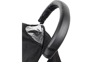 TQPUWT Funda Manillar Carro Bebe Universal Cubre, 2 Piezas Cubierta de Cochecito de Cuero, Cubierta de Manija de Cochecito, Cochecito Funda Manillar de PU Cómodo con cremallera, negro