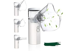 NHYDZSZ Nebulizador Portatil, Aerosol Ultrasónico Silencioso, Nebulizador Portátil Recargable, Accesorios con 2 Máscaras y 1 Boquilla, Adecuados para Niños y Adultos, uso Familiar y Viajes
