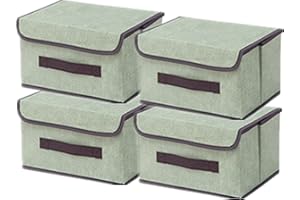 NCRGB 4 Stück Stoff Faltbare Aufbewahrungsboxen mit Deckel 26×19×16cm,Stoffaufbewahrungsbehälter mit Deckel,Kleiderschrank Organizer für Kleideraufbewahrung,Raumorganisation-Hellgrün