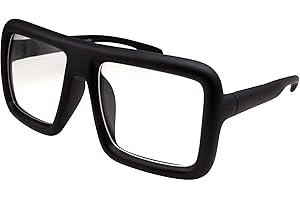 grinderPUNCH Dicker quadratischer Rahmen, klare Linse, Brille, super übergroße Mode und Kostüm