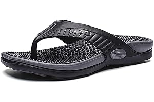 Aitaobao Mens Reflexology Massage Flip Flops Outdoor Shoes Lightweight Slide Slippers Waterproof for Home Beach Swimming Pool Sandals
