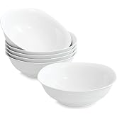 MALACASA Porcelain Cereal Bowls 560 ml 6 Pieces ELISA | Elegant design, Microwave and dishwasher safe, Ideal for breakfast, y