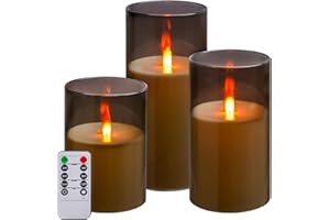 Kiexung LED-Kerzen, neue analoge 3D-Docht batteriebetriebene Kerze, gefälschte Kerze mit Fernbedienung und Timer für Esstisch/Café/Wohnzimmer/Schlafzimmer/Hochzeitszentrum Dekor (grau)