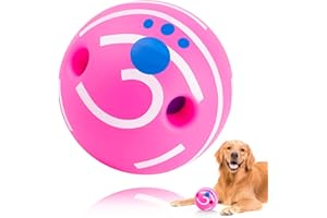 SupaWeiss Giggle Ball for Dogs,11cm/4.33in Interactive Dog Ball,Pink Wobble Giggle Gog Ball,Squeaky Dog Ball,Dog Balls for Exercise & Training for Large,Medium,and Small Dogs