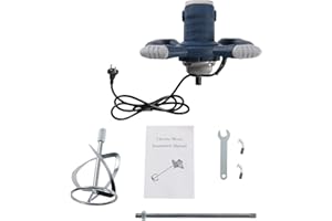 GMSLUU Miscelatore per malta a colori 2400 W Macchina compatta per miscelare materiali viscosi Manici ergonomici regolabili 6 velocità blu