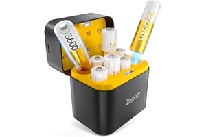 ZEPATH Pile Rechargeable AA Lithium avec Chargeur, Piles AA Rechargeables 1.5V 3600mWh Haute Capacité, Rechargeable AA Batteries jusqu'à 2000+ Cycles