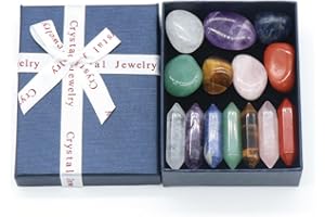 BAKERMICHE Set di Cristalli di Chakra Cristalloterapia pietre curative per meditazione di guarigione con Cristalli pietre curative incastonate Ametista Pietre Chakra per la Meditazione Yoga di Guarigione