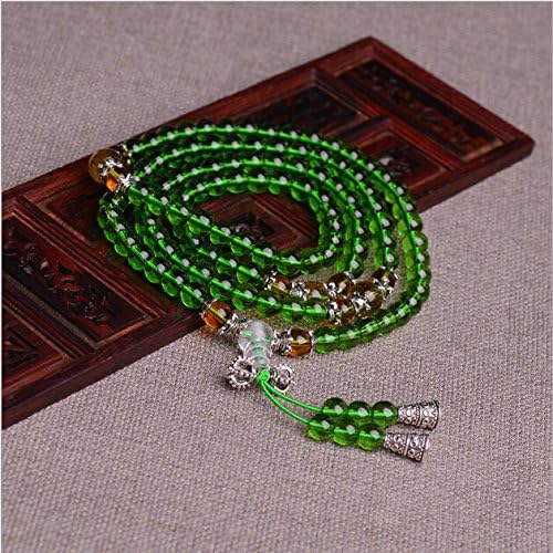 XJoel Jewelry 0.24 Inches 108 Beads Energy Stone Gemstone Mens Womens Bracelet Buddha Mala Green Yellow