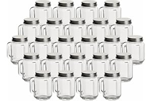 gouveo Juego de 24 vasos pequeños de 30 ml con cierre de rosca, color plateado, con asa y tapa de rosca, mini vasos con asa para cumpleaños, fiestas, bodas (TGH030S)