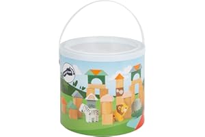 Small Foot 11699 Bloques de construcción Safari, Juego con Motivos Animales, Guardar en su Caja, a Partir 12 Meses.