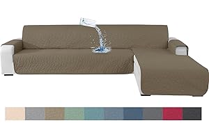Ystyle Copridivano 3 Posti Con Penisola, Copridivano Angolare, Copri Divano Angolare Con Penisola A Sinistra Destra, Copridivano Chaise Longue, Copridivano L (255cm, Caffè Chiaro)