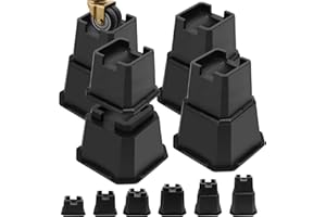 MixDora Bed Risers 7 Inch Heavy Duty Stackable Adjustable Furniture Risers Elevation in Heights 3, 4, 7 Inch Bed Lift Risers for Caster Wheels or Posts of Bed Table Couch Chair Black (3,4,7 Inch)