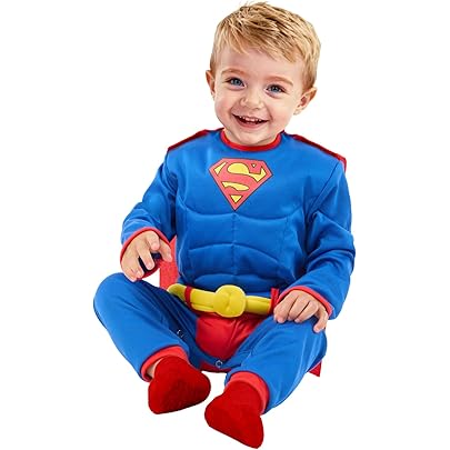 Rubies Disfraz Superman JL Movie Deluxe Para Niños, Jumpsuit Con Pecho Musculoso Y Capa, Oficial