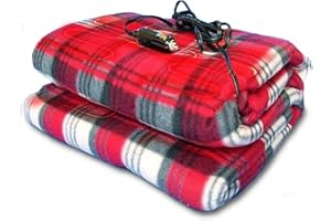 ZONETECH Zone Tech Car Travel Blanket –Premium Quality 12V Automotive Red Plaid Polar Fleece Material Comfortable Seat Blanket Great for Winter, Home, Road Trip and Camping