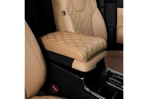 HIDRUO Leather Car Armrest Box Pad, Waterproof Car Armrest Center Console Cover Protector, Universal Arm Rest Cushion Pads for SUV/Truck/Vehicle (Beige, Ripple pattern)