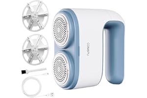 CONOPU Rasoir Anti Bouloche Électrique, Rechargeable par USB-C, Puissant avec 12 Lames Double Extrémité, Rasoir Anti Peluche pour Vêtements, Inclus 2 Lames de Rechange et Brosse, Bleu Clair