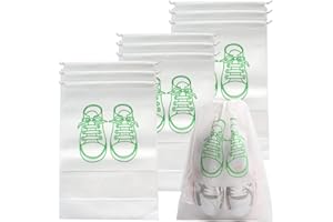 WOOKIT 10PCS 20PCS Sac à Chaussures de Voyage, Ensemble de Sacs à Chaussures en Molleton imperméable et Anti-poussière, avec fenêtre Transparente et Cordon de Serrage (17x12)