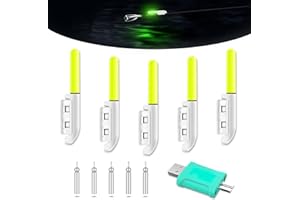 TobeBright LED Veilleuse Bâton Lumineux Pêche, Bâton Lumineux Accessoires de Pêche, Lumière Canne Peche pour la Pêche de Nuit, Pêche de Soir, Plein Air et Camping, Vert, Paquet de 5