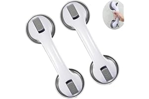 PROBUK Maniglie a Ventosa per Bagno 30 cm, 2 Pezzi Maniglione Antiscivolo per Doccia, Corrimano Rimovibile per Anziani e Disabili, Presa Sicura per Vasca e Toilette, Grigio