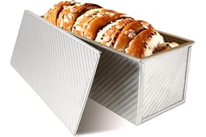 WOPPLXY Moule Pain de Mie avec Couvercle, 1 kg Moule a Pain Rectangulaire, Moule a Cake en Acier Carbone pour Gâteaux, Pains, Pâtisseries (Argent)